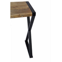 Industrial Design Console Table For Entryways With Wooden Top and Metal X Base