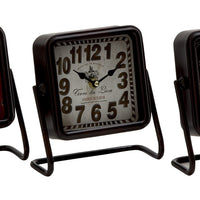Artistic Metal Square Table Clock 3 Assorted