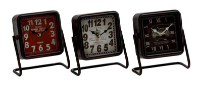 Artistic Metal Square Table Clock 3 Assorted