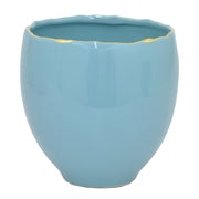5.75" Blue and Golden Ceramic Planter