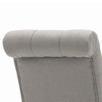 Gray Roll Top Tufted Linen Fabric Modern Dining Chair in a Set of 2