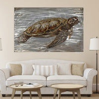 Finely Painted Turtle Wooden Wall Art decor, Multicolor
