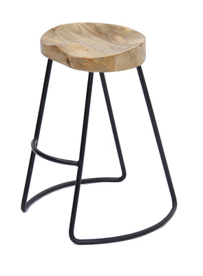 Classy Wooden Barstool with Iron Legs (Long)