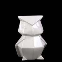 Contemporary Style Ceramic Owl W- Elegant Lin'S In White Small