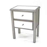 30.5" X 13.75" X 24" Silver Coastal 2 Drawer Mirrored End Table