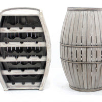 31.5" X 14.75" X 22" Gray Antique Cool Half-Barrel Shaped Wooden Wine Rack