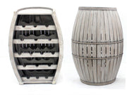 31.5" X 14.75" X 22" Gray Antique Cool Half-Barrel Shaped Wooden Wine Rack