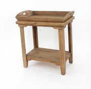 18" X 18" X 23" Natural Rustic Wooden Table With Serving Tray Top