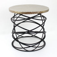 23.25" X 23.25" X 23.25" Gold Industrial Accent Table With Cable-Shaped Base