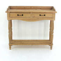 38.5" X 11.75" X 42" Natural 2 Drawer Rustic Unfinished Dressing End Table