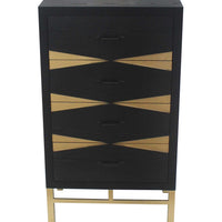 40" X 14" X 23" Black & Gold 4 Drawer Side Table