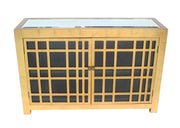 32" X 16" X 48" Gold Rustic Gold Lattice Wooden Cabinet