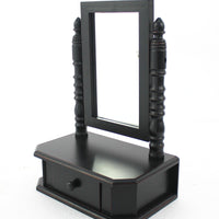 20" X 8.5" X 14" Black Traditional Table Mirror With Drawer