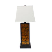 31" X 31" X 8" Black Contemporary Metal Table Lamp With Yellow Brick Pattern