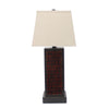 31" X 31" X 8" Burgundy Contemporary Metal Table Lamp With Brick Pattern