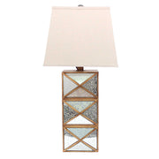 28" X 27" X 8" Gold Modern Illusionary Table Lamp With Mirrored  Base