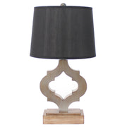 26" X 25" X 7" Black Traditional Wooden Table Lamp With Linen Shade