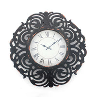 2" X 24" X 24" Black Vintage Decorative Wooden Wall Clock
