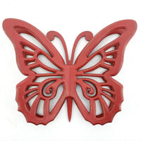 4.25" X 18.5" X 23.25" Red Rustic Butterfly Wooden Wall Decor