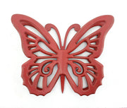 4.25" X 18.5" X 23.25" Red Rustic Butterfly Wooden Wall Decor