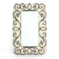 1.25" X 32.75" X 21.75" White Vintage Decorative Wood & Metal Wall Mirror