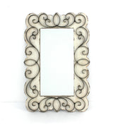 1.25" X 32.75" X 21.75" White Vintage Decorative Wood & Metal Wall Mirror