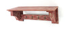 9.75" X 8" X 30" Red Vintage Wooden Wall Shelf With 4 Metal Hooks