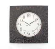 2" X 28" X 28" Brown Vintage Square Brass Metal Wall Clock
