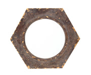 3.5" X 23.5" X 27" Bronze Vintage Round Cosmetic Mirror With Hexagon Frame