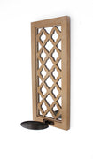 17" X 6" X 7.5" Tan Traditional Wooden Cross Candle Holder Sconce