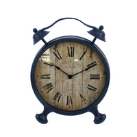 12.4" X 3.15" X 16.93" Blue Retro Style Decorative Wall Clock