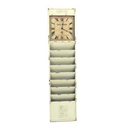 14.17" X 59.45" X 3.54" White Vintage Newspaper & Magazine Rack With Clock