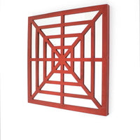 23.25" X 1.25" X 23.25 Red Modern Mirrored Bright Wooden Wall Decor