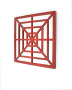 23.25" X 1.25" X 23.25 Red Modern Mirrored Bright Wooden Wall Decor