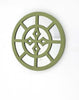 15.5" X 0.87" X 15.5" Green Rustic Mirrored Round Wooden Wall Decor