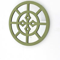 15.5" X 0.87" X 15.5" Green Rustic Mirrored Round Wooden Wall Decor