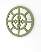 15.5" X 0.87" X 15.5" Green Rustic Mirrored Round Wooden Wall Decor