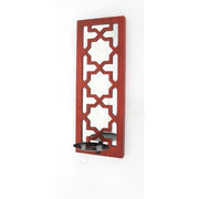 6.25" X 17.5" X 5.25" Red Traditional Wooden Cross Candle Holder Sconce