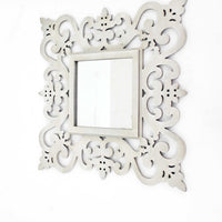 23.75" X 0.75" X 23.75" White Traditional Floral Cosmetic Wall Mirror