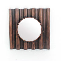 24" X 24" X 3" Bronze Traditional Panpipe-Like Wooden Cosmetic Mirror