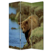 48" X 72" Multi-Color Wood Canvas Bear Screen