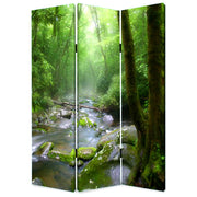 48" X 72" Multi-Color Wood Canvas Meadows And Streams Screen