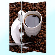 48" X 72" Multi-Color Wood Canvas Coffee Time Screen