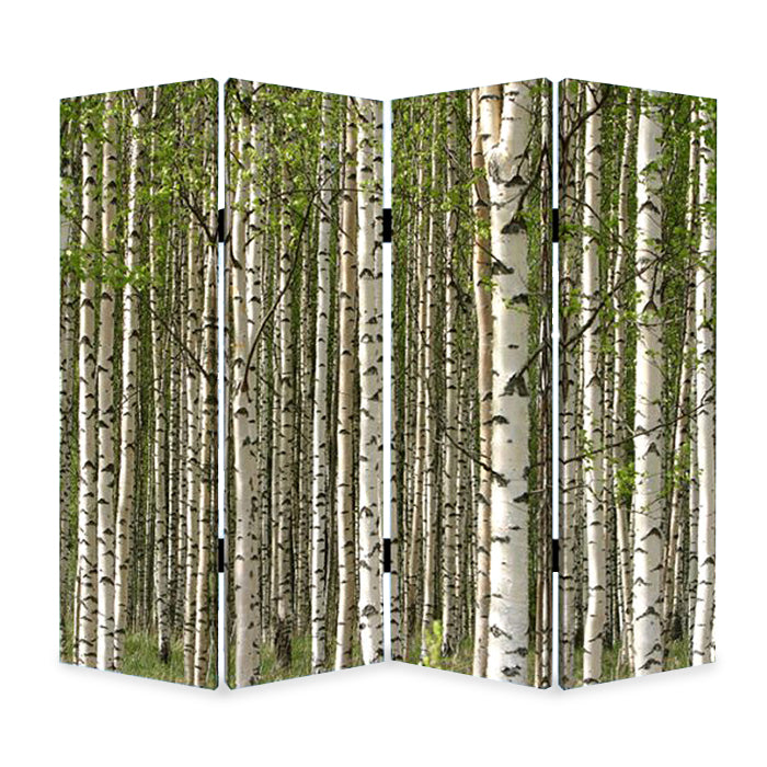 1" x 84" x 84" Multi Color Wood Canvas Prolific Forrest Screen