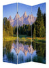 48" X 72" Multi-Color Wood Canvas Mountain Peaks Screen