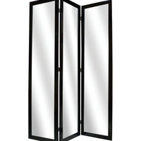 50" X 69" Black Glass & Wood Mirror Screen