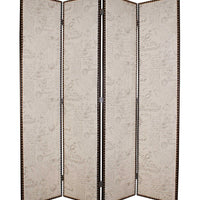 84" X 84" Beige Wood & Fabric Screen