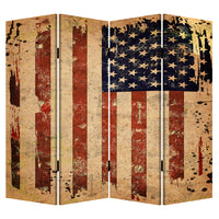 84" X 84" Multi-Color Wood Canvas American Flag Screen
