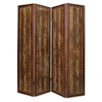 1" X 76" X 84" Brown Faux Leather  Screen