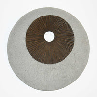 14" X 2.2" Brown & Gray Round Double Layer Ribbed Wall Decor